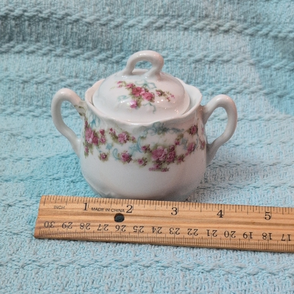 Floral Victorian Era Gerard, Dufraisseix & Abbot (GDA) LimogeSugar Bowl with Lid - Picture 4 of 5